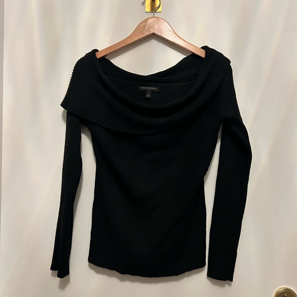 Black Off-Shoulder Sweater Top